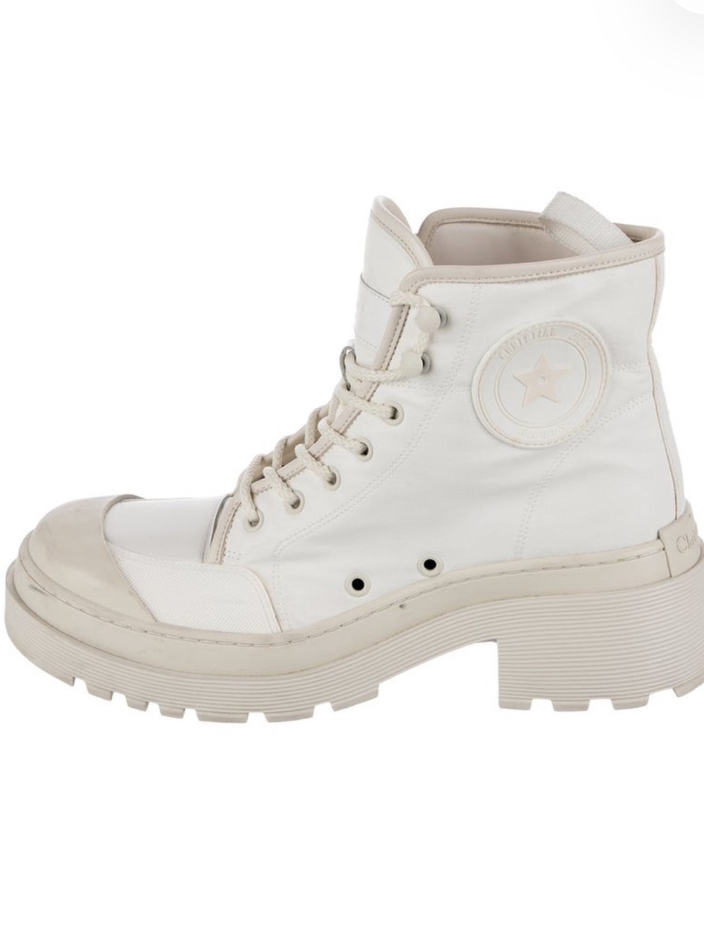 Dior Cream-White Colorblock Combat Boots US10 authentic